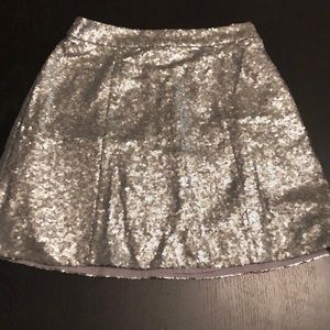 Shiny sequenced look silver high waist skirt